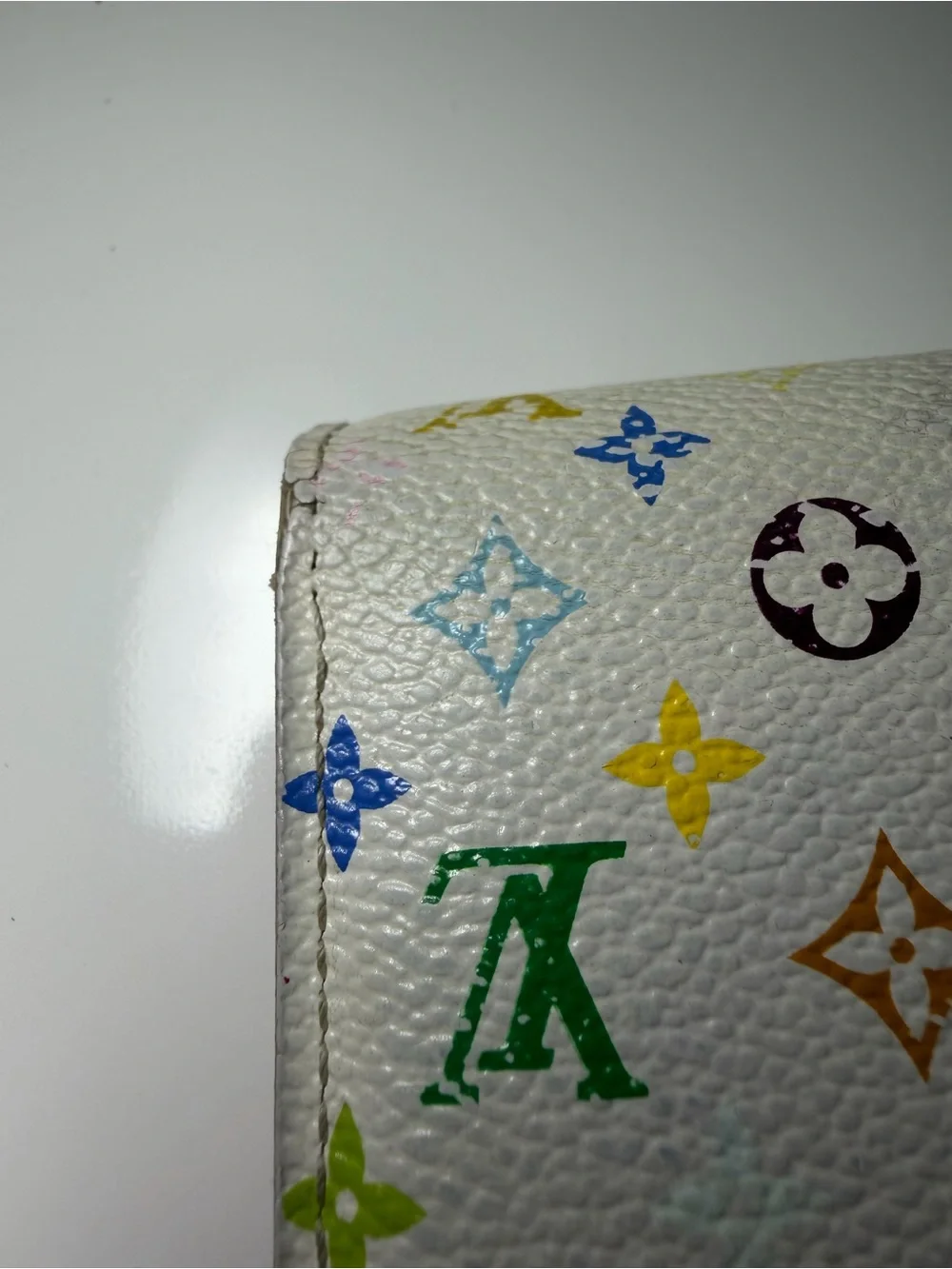 Louis Vuitton Murakami White Multicolor Monogram Canvas Long Wallet w Pink int.
